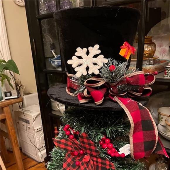 Christmas Tree Topper Hat, Black Velvet Hat 12" x 9" Inches - Picture 3 of 9